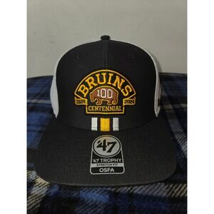 Boston Bruins 47 Brand Centennial 100th Anniversary Trucker Hat Stretch Fit OSFA